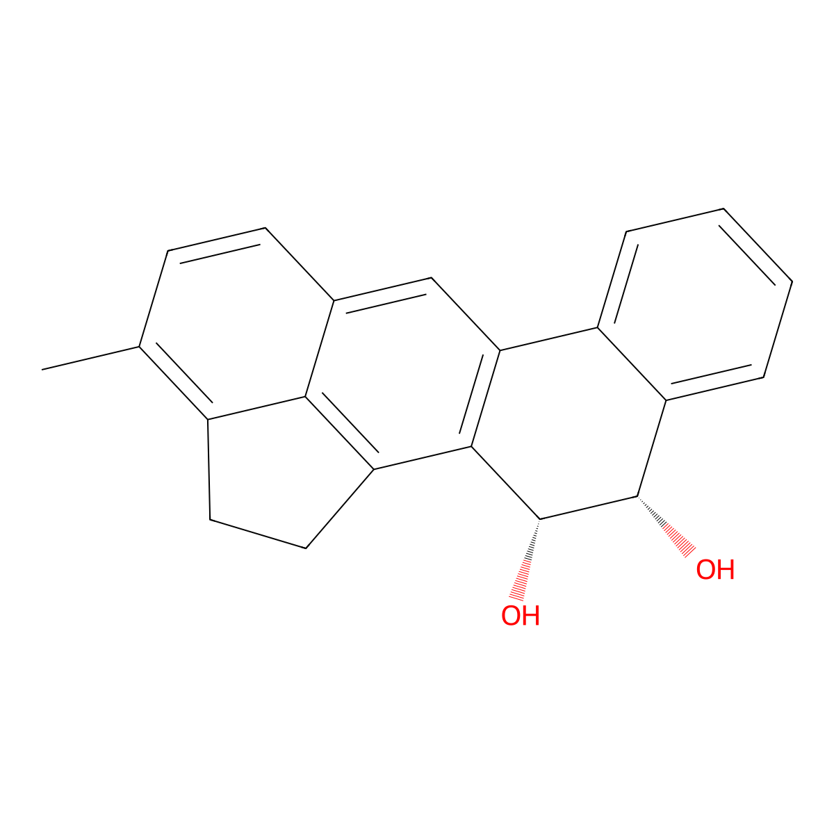 cis-3-Methylcholanthrene-11,12-dihydrodiol molecular structure, CAS 7390-95-6