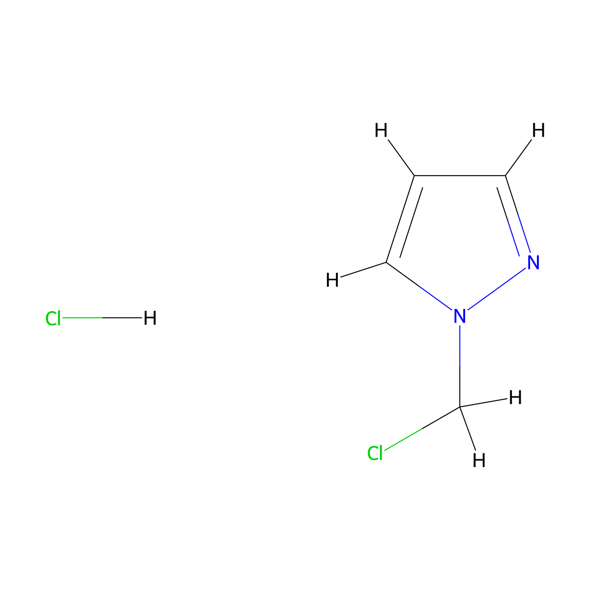 1-(chloromethyl)-1H-pyrazole hydrochloride molecular structure, CAS 73901-67-4