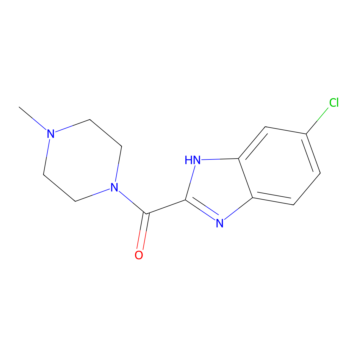 (5-chloro-1H-benzimidazol-2-yl)(4-methylpiperazin-1-yl)methanone molecular structure, CAS 73903-17-0