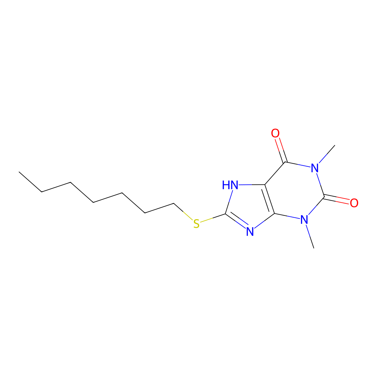 8-Heptylthiotheophylline molecular structure, CAS 73908-75-5