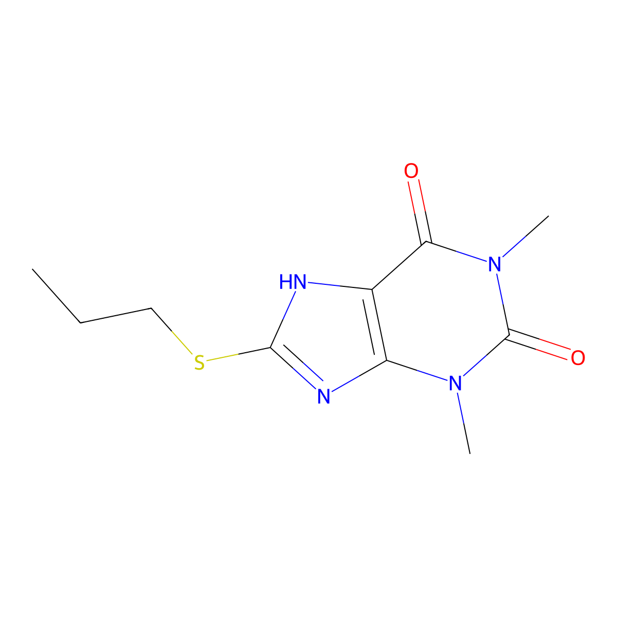 Theophylline, 8-propylthio- molecular structure, CAS 73908-84-6