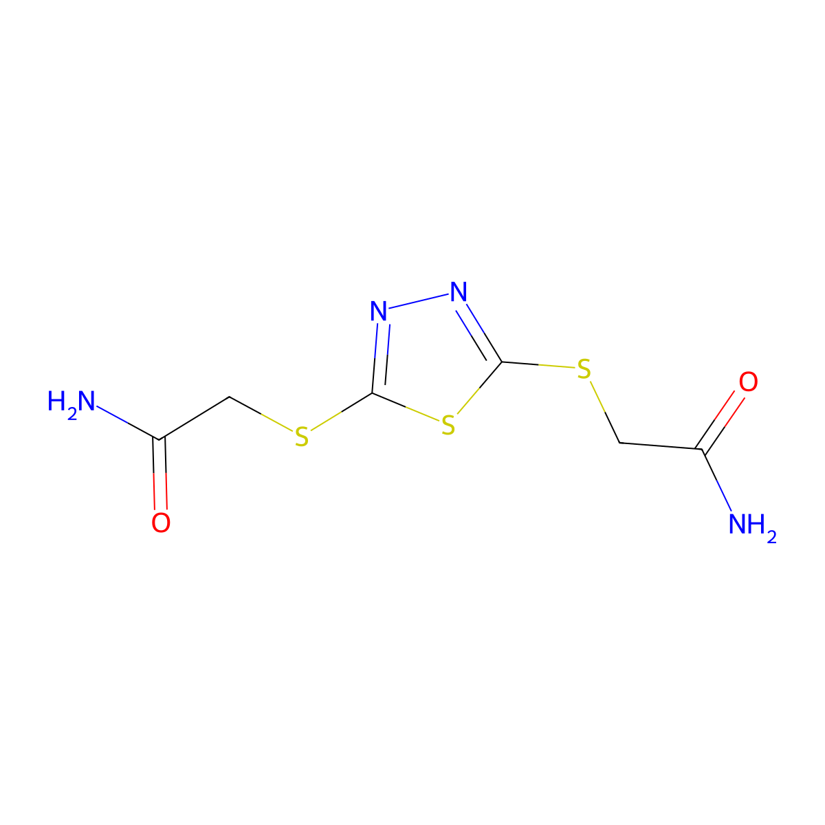 2,2'-(1,3,4-Thiadiazole-2,5-diylbis(thio))bis(acetamide) molecular structure, CAS 73908-91-5