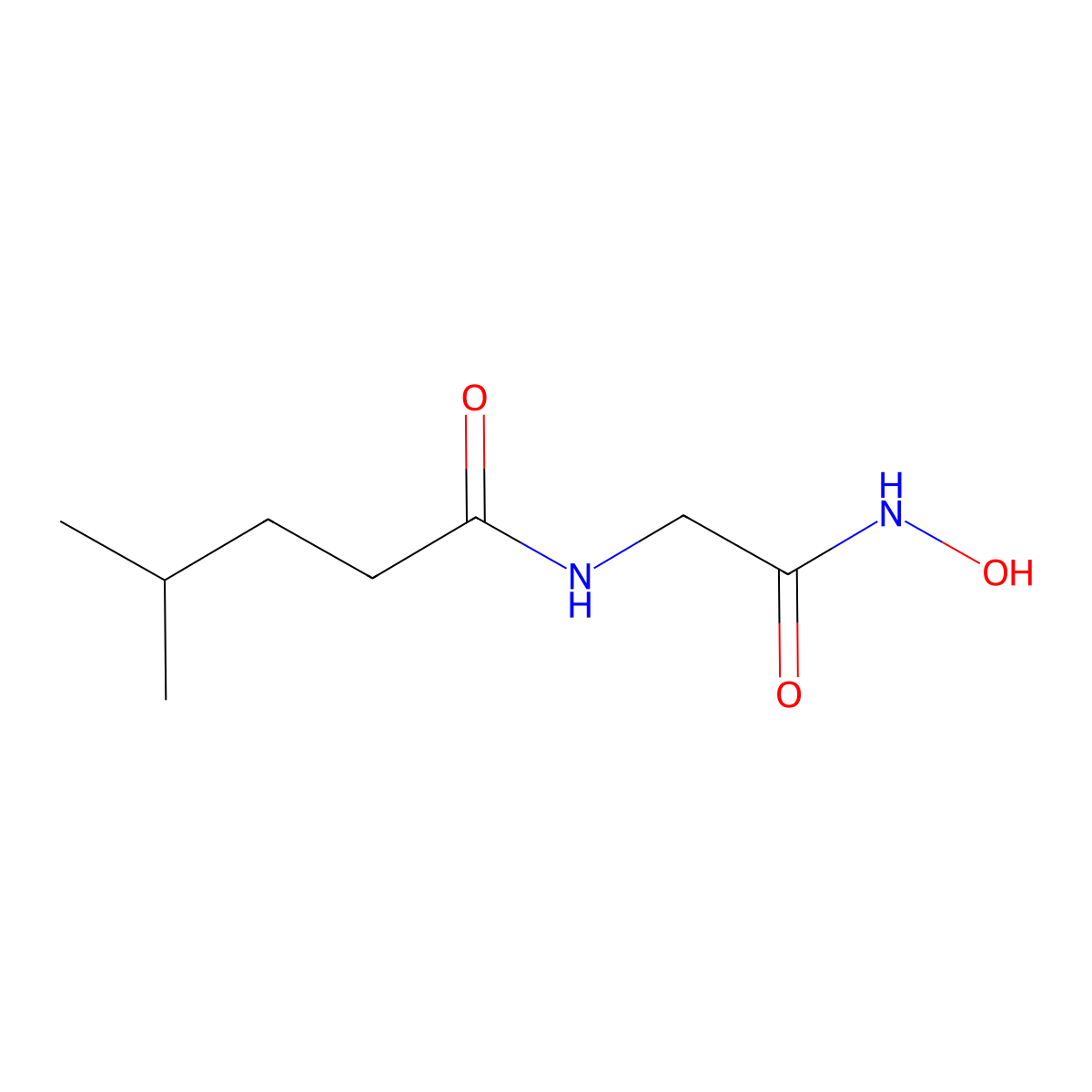 Acetohydroxamic acid, 2-(4-methylvaleramido)- molecular structure, CAS 73912-96-6
