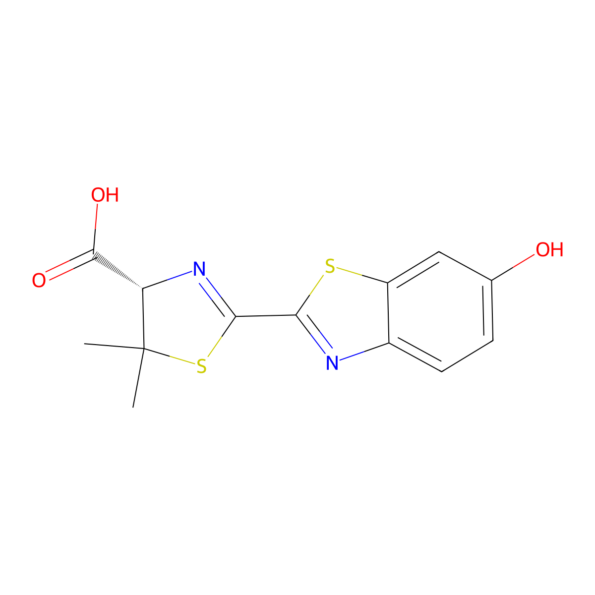 (4S)-4,5-Dihydro-2-(6-hydroxy-2-benzothiazolyl)-5,5-dimethyl-4-thiazolecarboxylic Acid molecular structure, CAS 73918-30-6