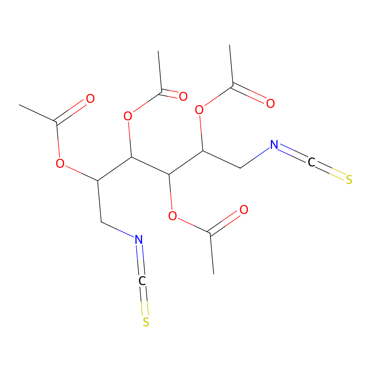 Mannitol, 1,6-dideoxy-1,6-dithiocyanato-, 2,3,4,5-tetraacetate, (D)- molecular structure, CAS 73928-10-6