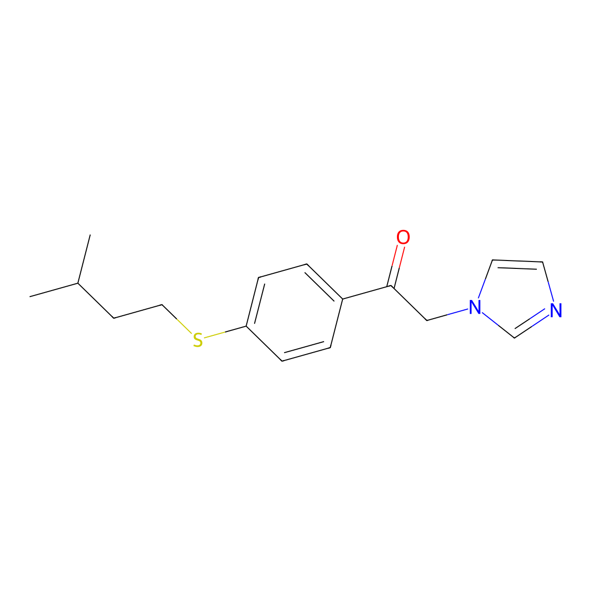 Acetophenone, 2-(1-imidazolyl)-4'-(isopentylthio)- molecular structure, CAS 73932-16-8