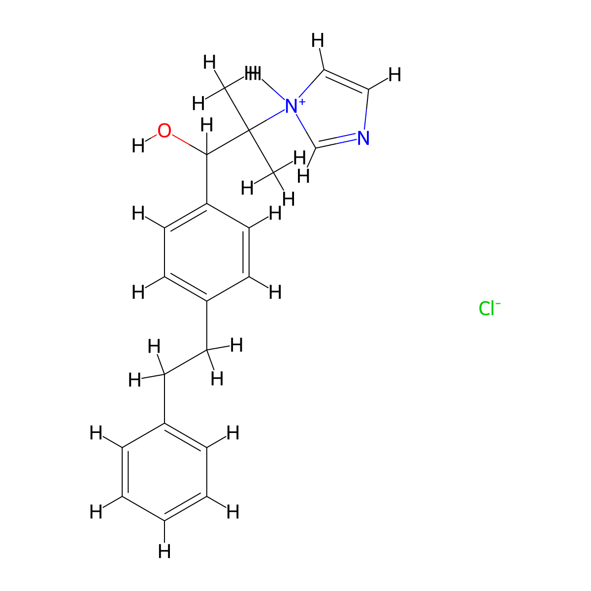 Benzyl alcohol, alpha-(2-(1-imidazolyl)-2-propyl)-4-phenethyl-, hydrochloride molecular structure, CAS 73932-25-9