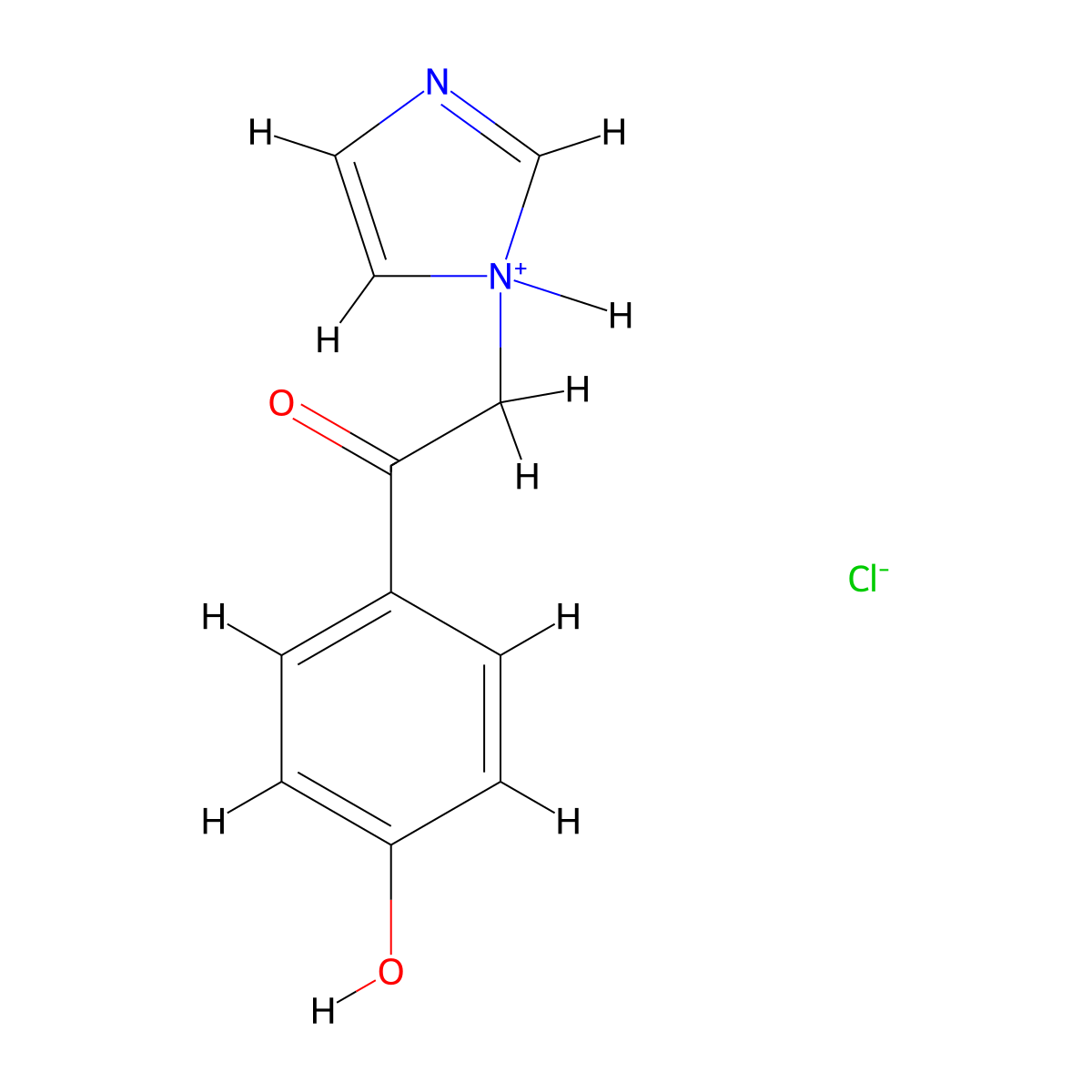 Acetophenone, 4'-hydroxy-2-(1-imidazolyl)-, hydrochloride molecular structure, CAS 73932-40-8