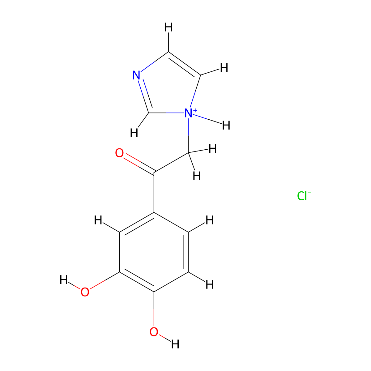 Acetophenone, 3',4'-dihydroxy-2-(1-imidazolyl)-, hydrochloride molecular structure, CAS 73932-41-9