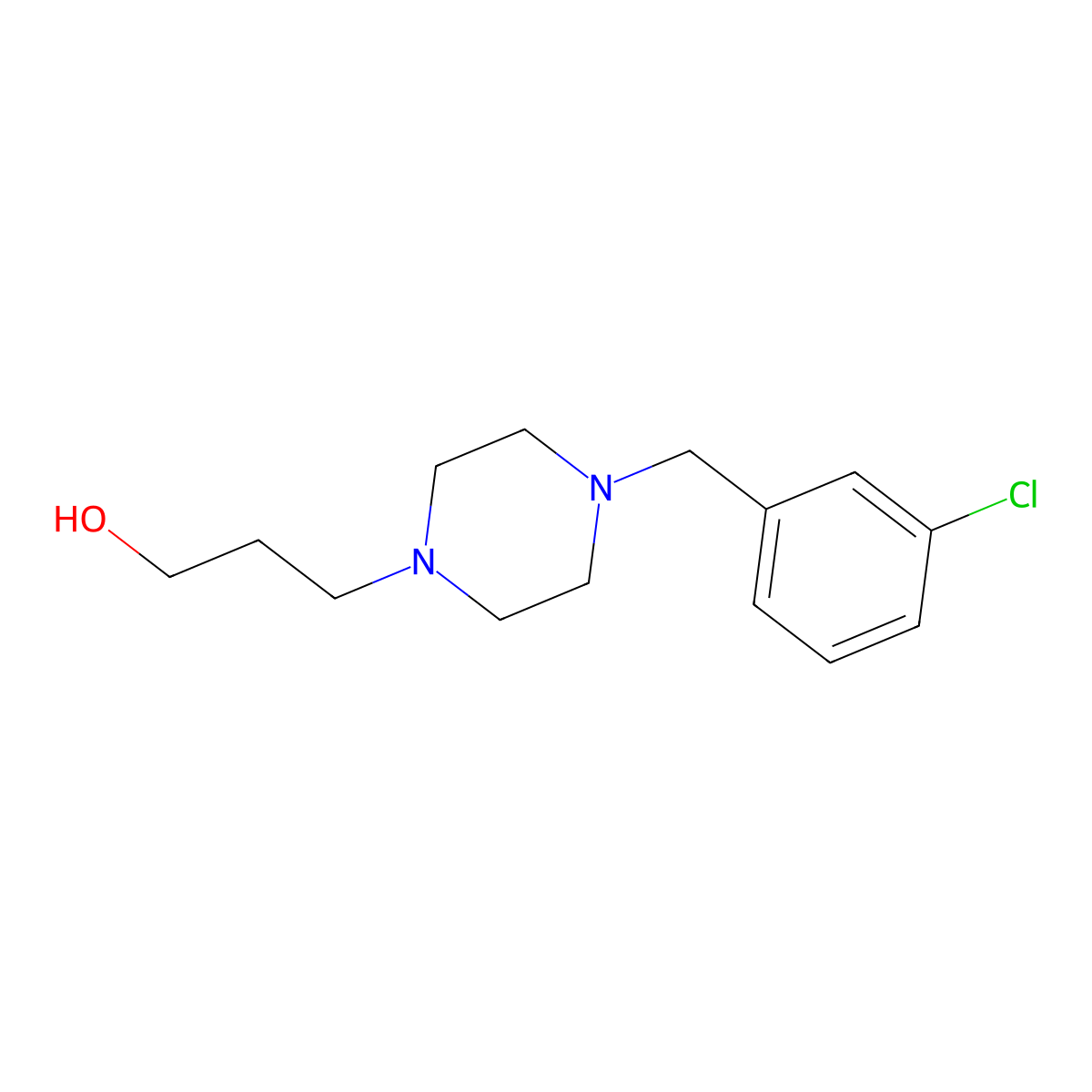 4-[(3-Chlorophenyl)methyl]-1-piperazinepropanol molecular structure, CAS 739328-89-3