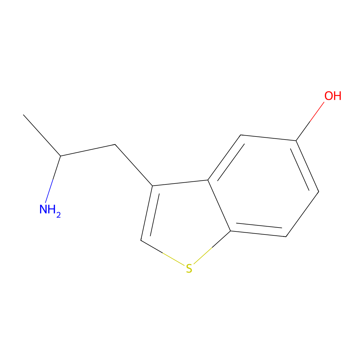 3-(2-Aminopropyl)-1-benzothiophen-5-ol molecular structure, CAS 739329-16-9
