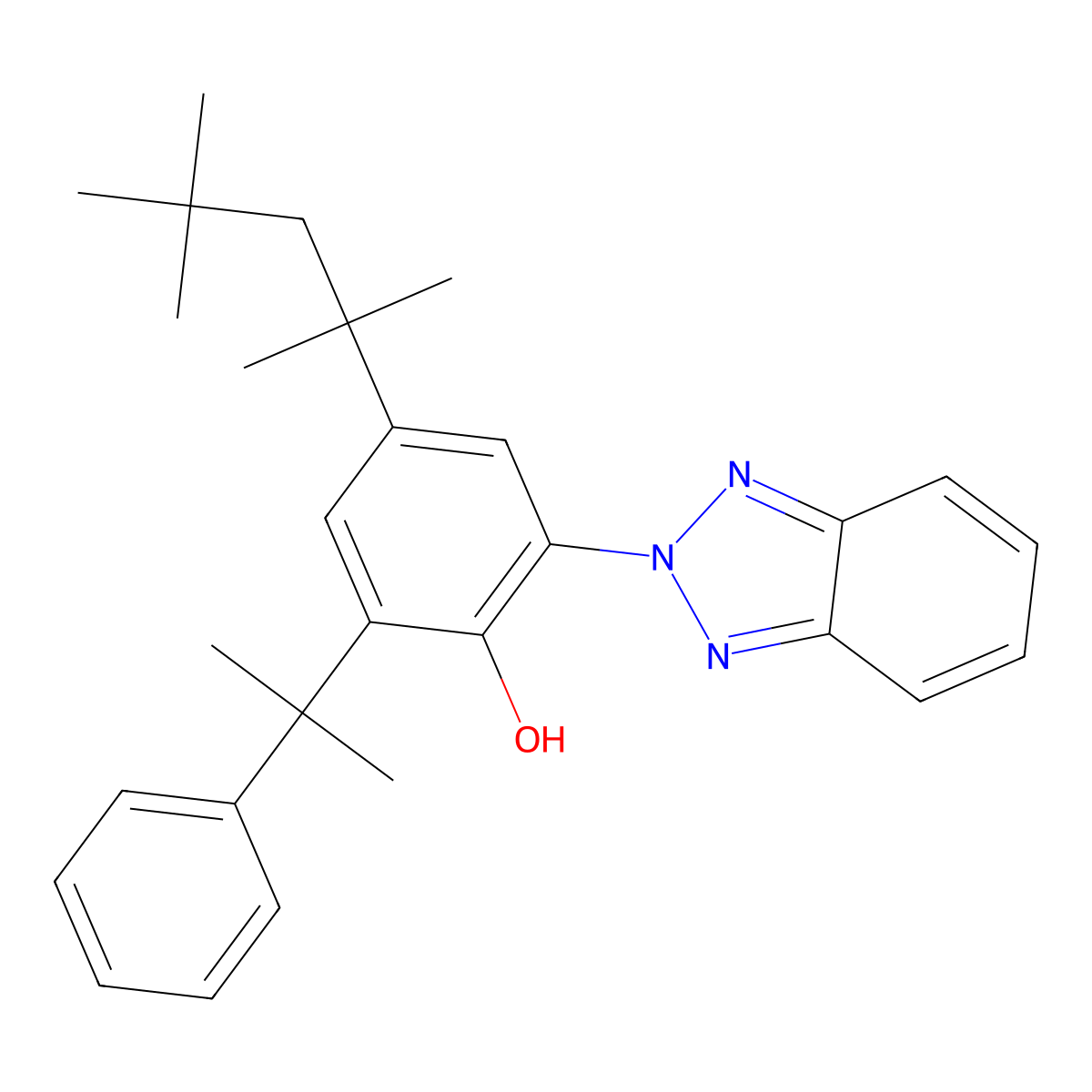 2-(2H-Benzotriazol-2-yl)-6-(1-methyl-1-phenylethyl)-4-(1,1,3,3-tetramethylbutyl)phenol molecular structure, CAS 73936-91-1