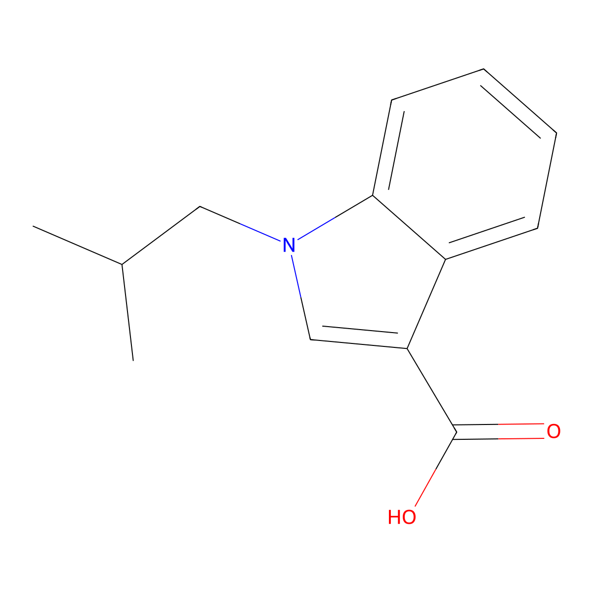 1-(2-methylpropyl)-1H-indole-3-carboxylic acid molecular structure, CAS 739365-10-7