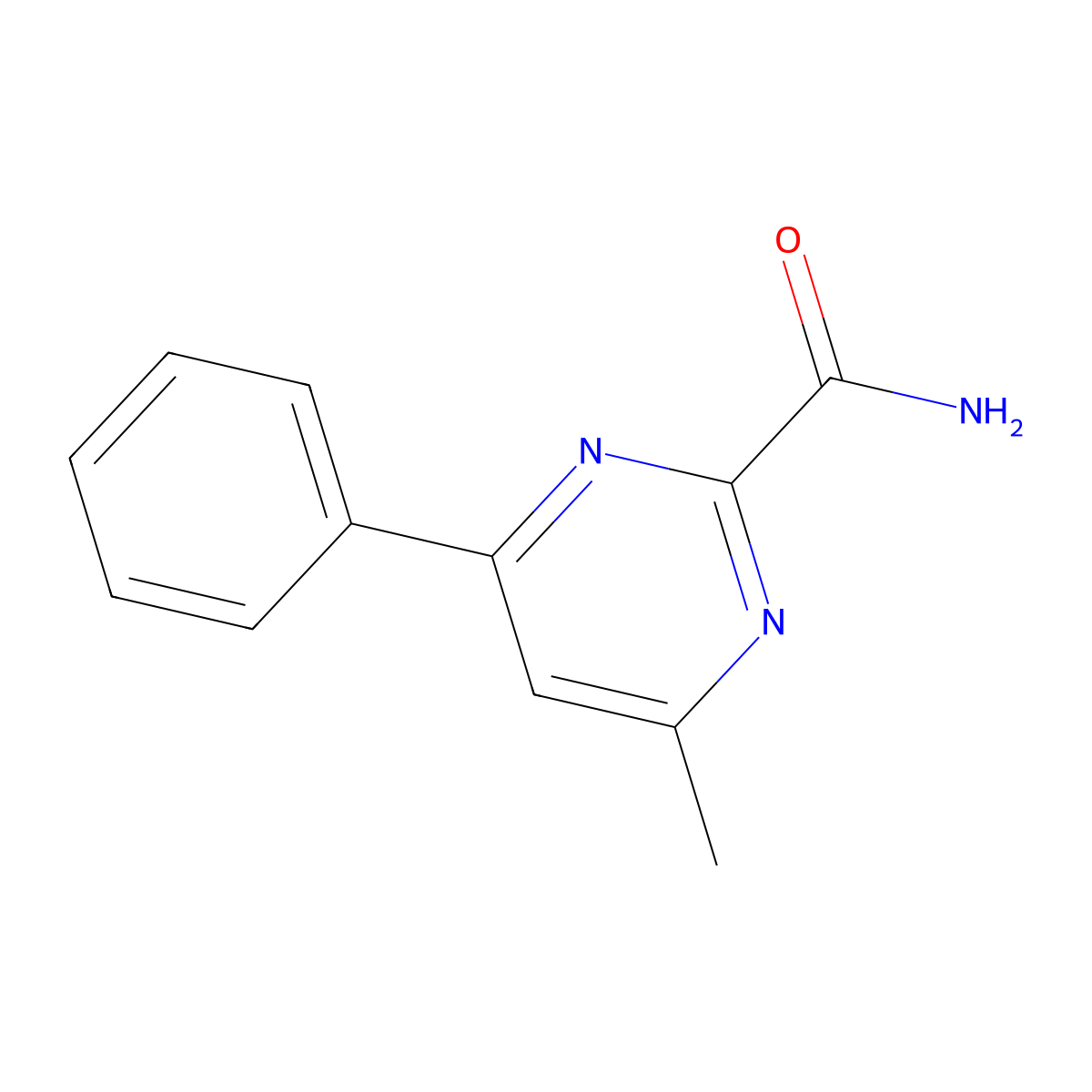 4-Methyl-6-phenylpyrimidine-2-carboxamide molecular structure, CAS 73937-26-5