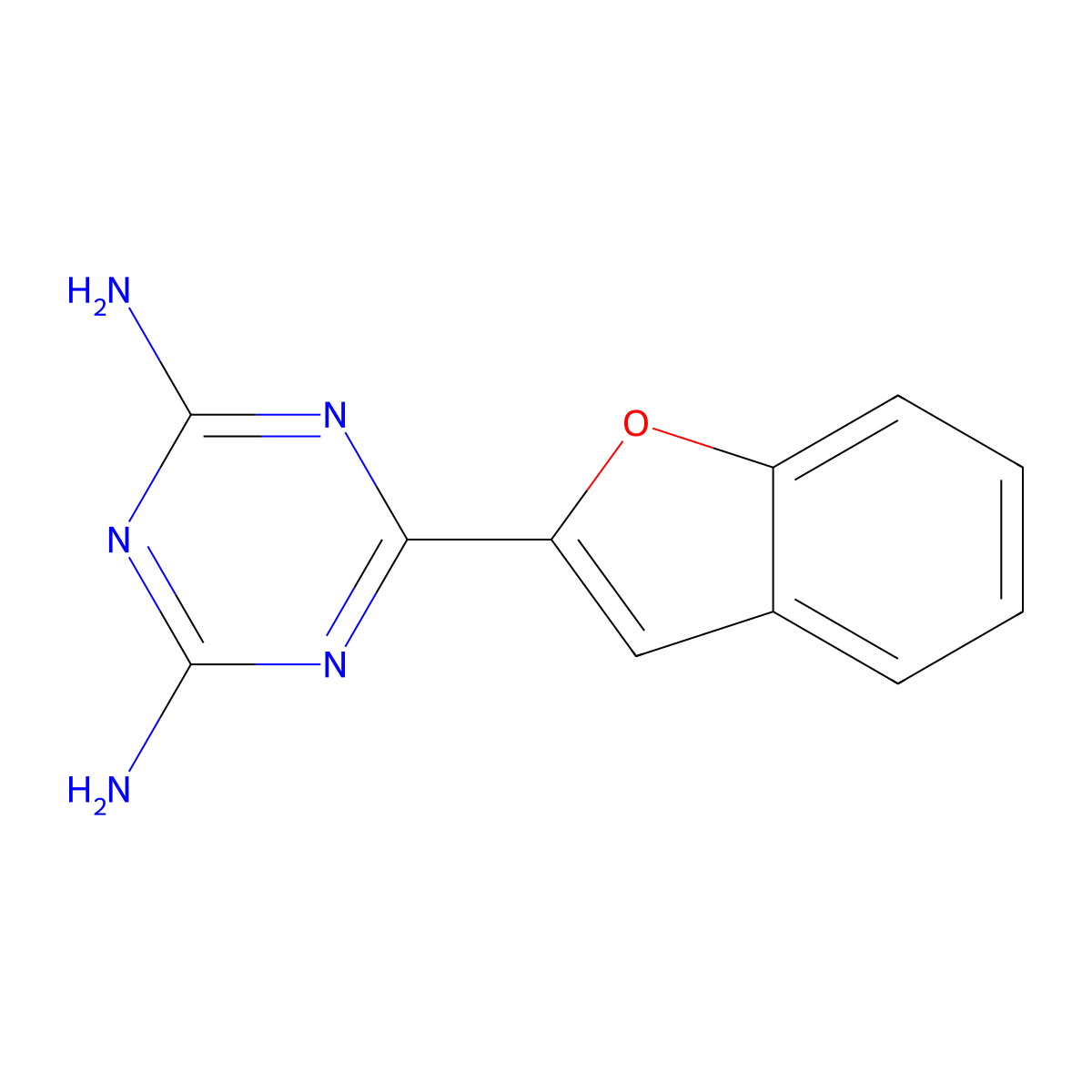 s-Triazine, 2-(benzofuran-2-yl)-4,6-diamino- molecular structure, CAS 73941-06-7