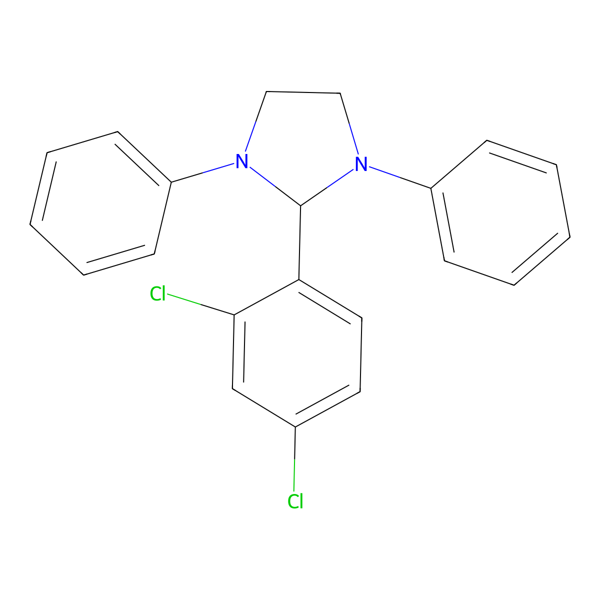 Imidazolidine, 2-(2,4-dichlorophenyl)-1,3-diphenyl- molecular structure, CAS 73941-40-9