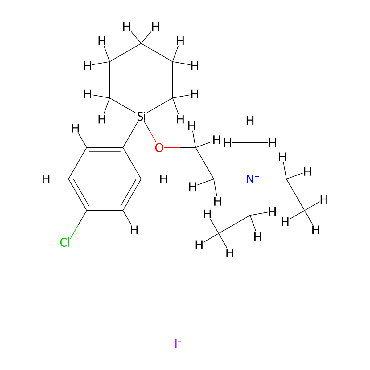 Ammonium, (2-(1-(p-chlorophenyl)-1-silacyclohexloxy)ethyl)diethylmethyl-, iodide molecular structure, CAS 73954-29-7