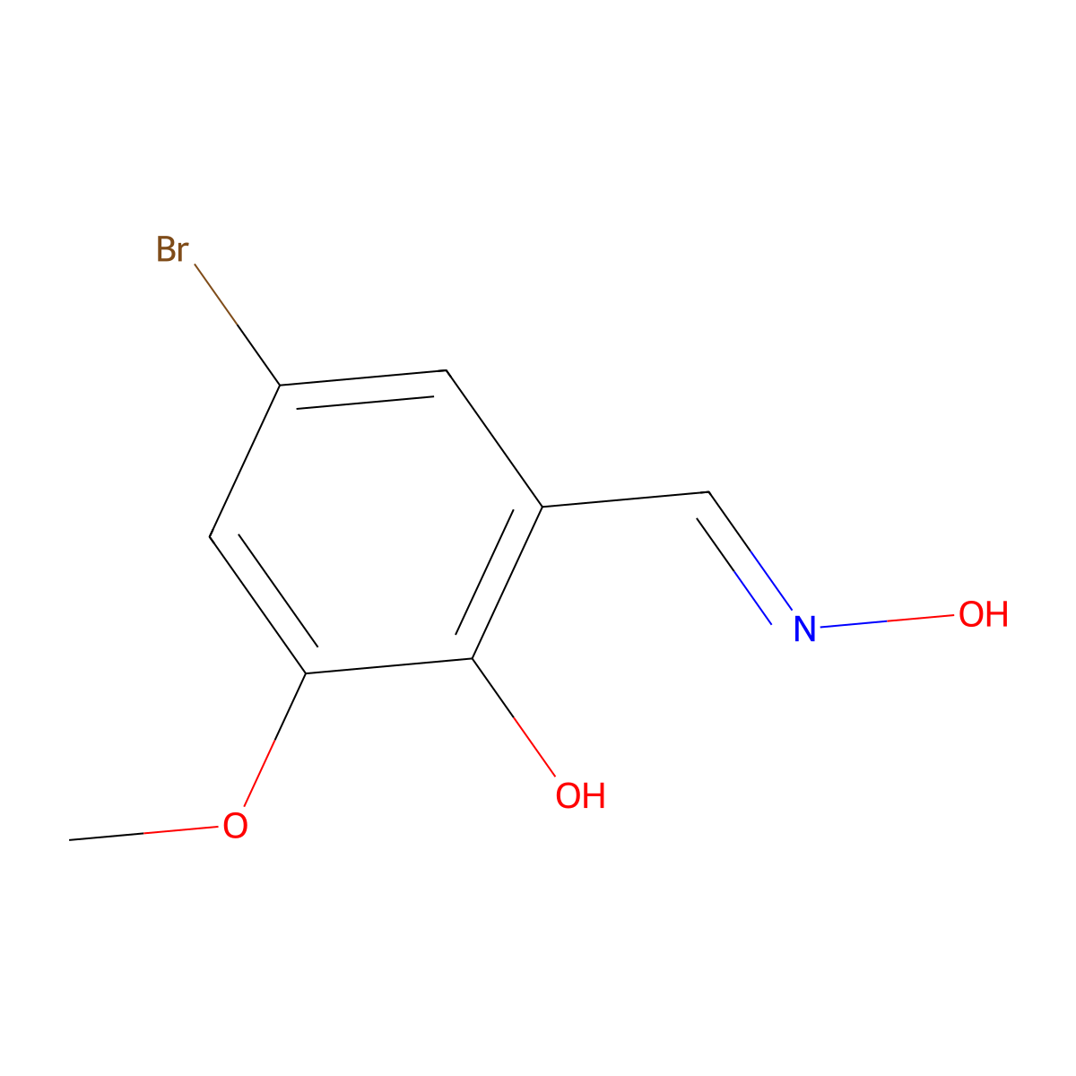 5-Bromo-2-hydroxy-3-methoxybenzenecarbaldehyde oxime molecular structure, CAS 7396-69-2