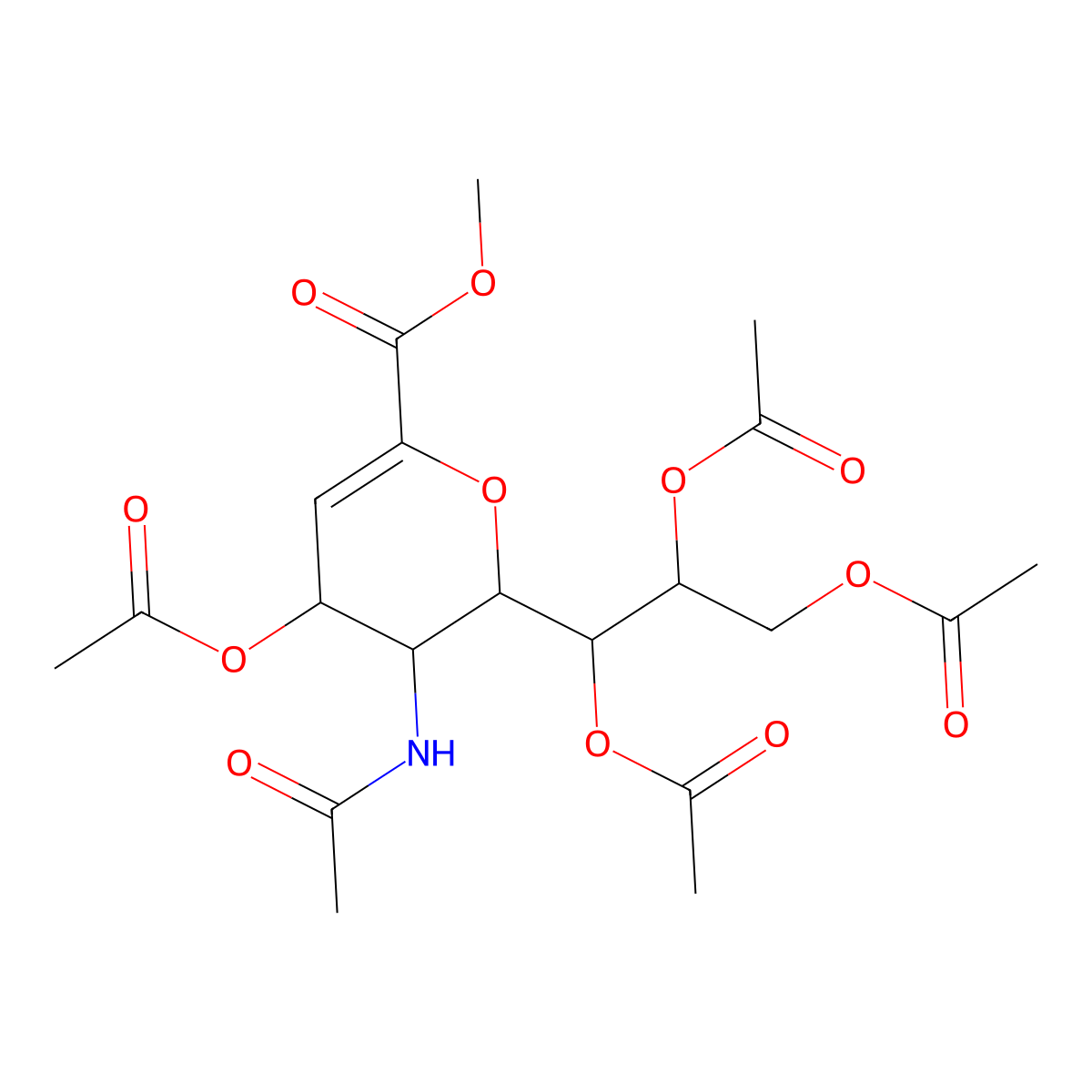 N-Acetyl-4,7,8,9-tetra-O-acetyl-2,3-dehydro-2-deoxyneuraminic Acid, Methyl Ester molecular structure, CAS 73960-72-2