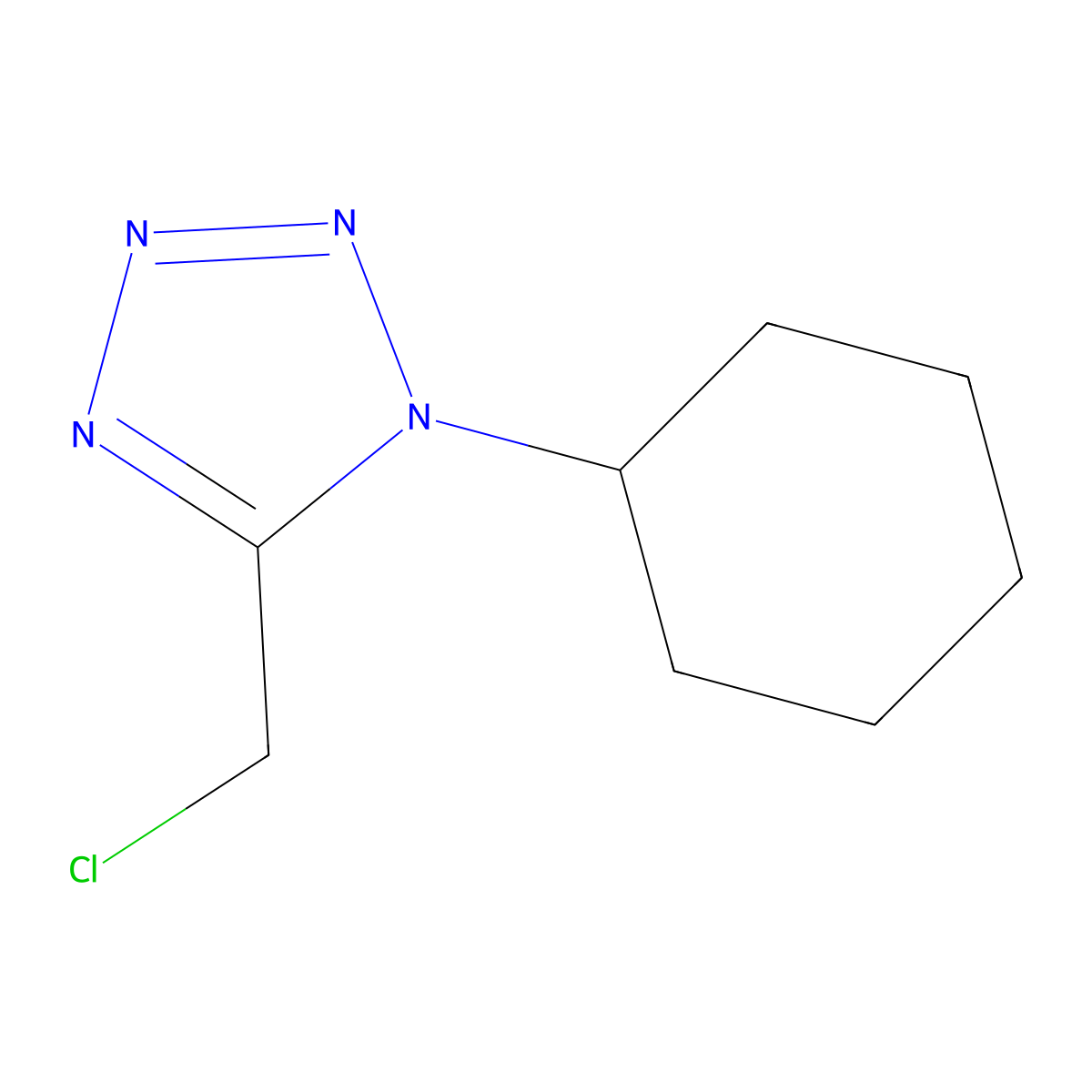 5-(chloromethyl)-1-cyclohexyl-1H-1,2,3,4-tetrazole molecular structure, CAS 73963-32-3