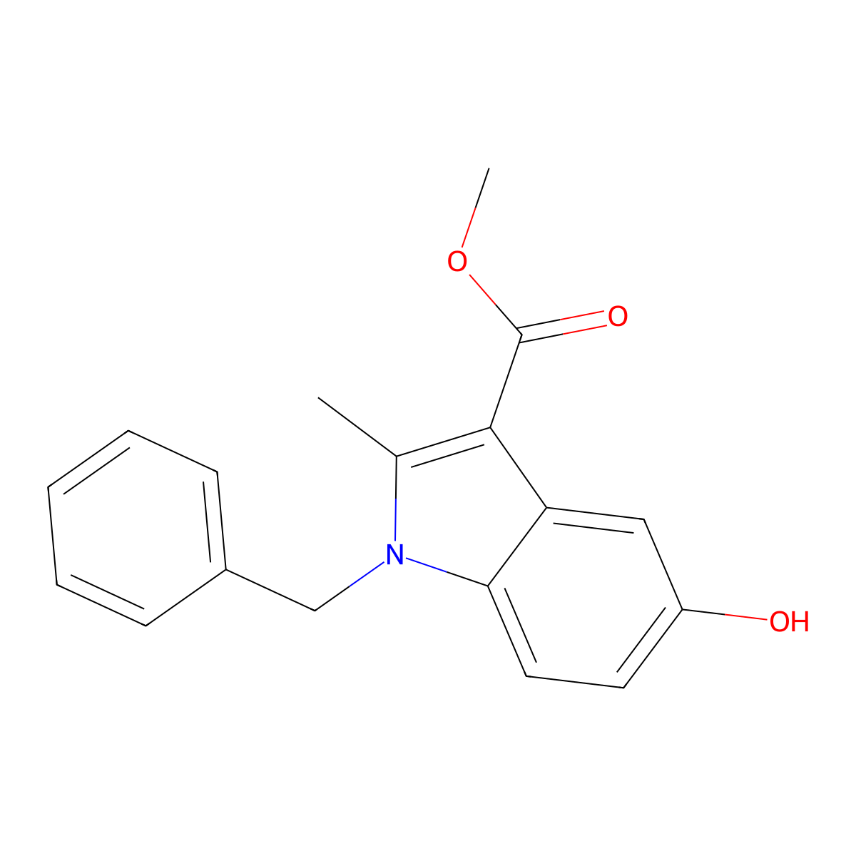 methyl 1-benzyl-5-hydroxy-2-methyl-1H-indole-3-carboxylate molecular structure, CAS 73967-75-6