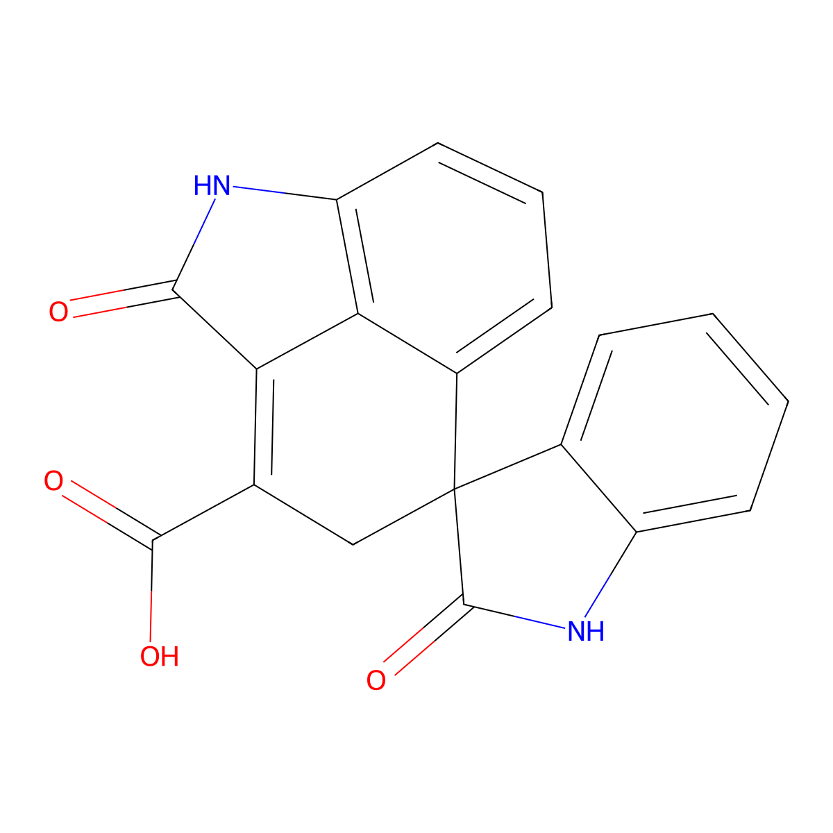 1',2,2',4-Tetrahydro-2,2'-dioxospiro(benz(CD)indole-5(1H),3'-(3H)indole)-3-carboxylic acid molecular structure, CAS 73972-38-0