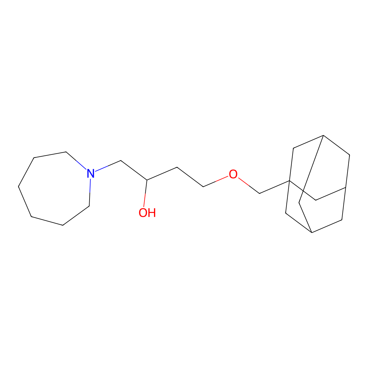 2-Propanol, 1-(3-adamantylmethoxymethyl)-3-(hexahydro-1H-azepinyl)- molecular structure, CAS 73972-47-1