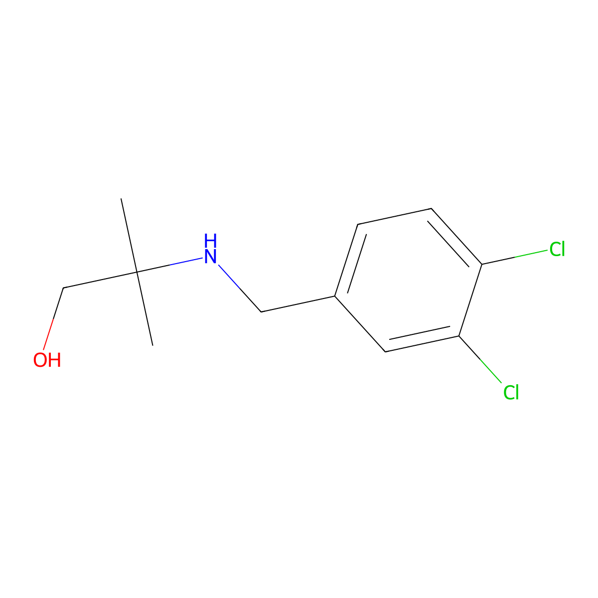 1-Propanol, 2-(3,4-dichlorobenzylamino)-2-methyl- molecular structure, CAS 73972-49-3