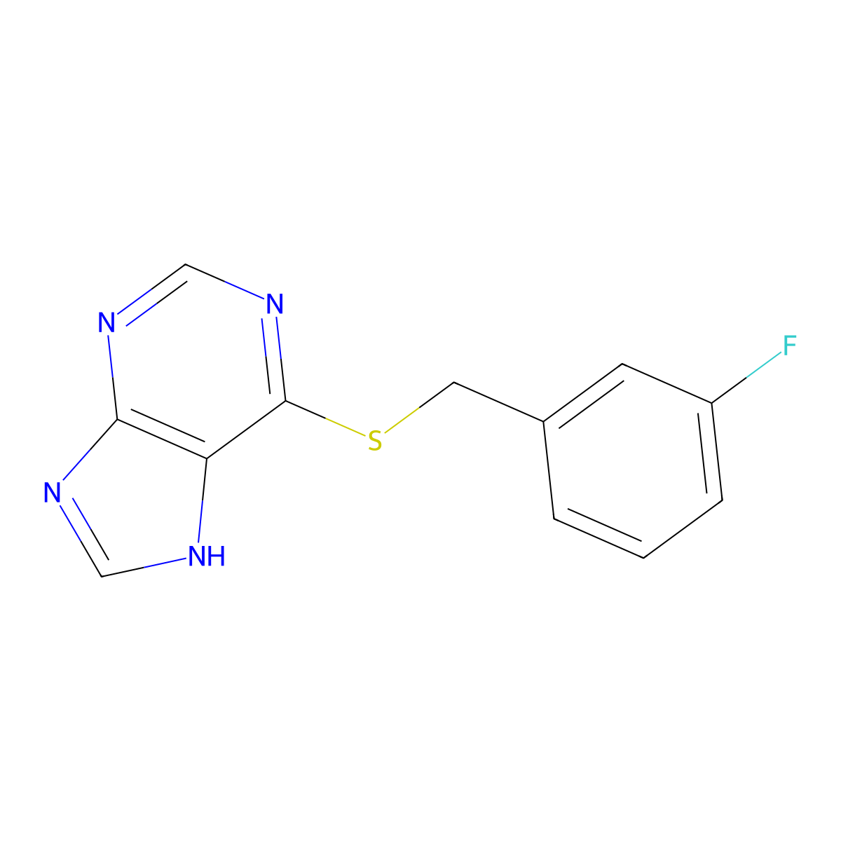 Purine, 6-(m-fluorobenzylthio)- molecular structure, CAS 73972-54-0