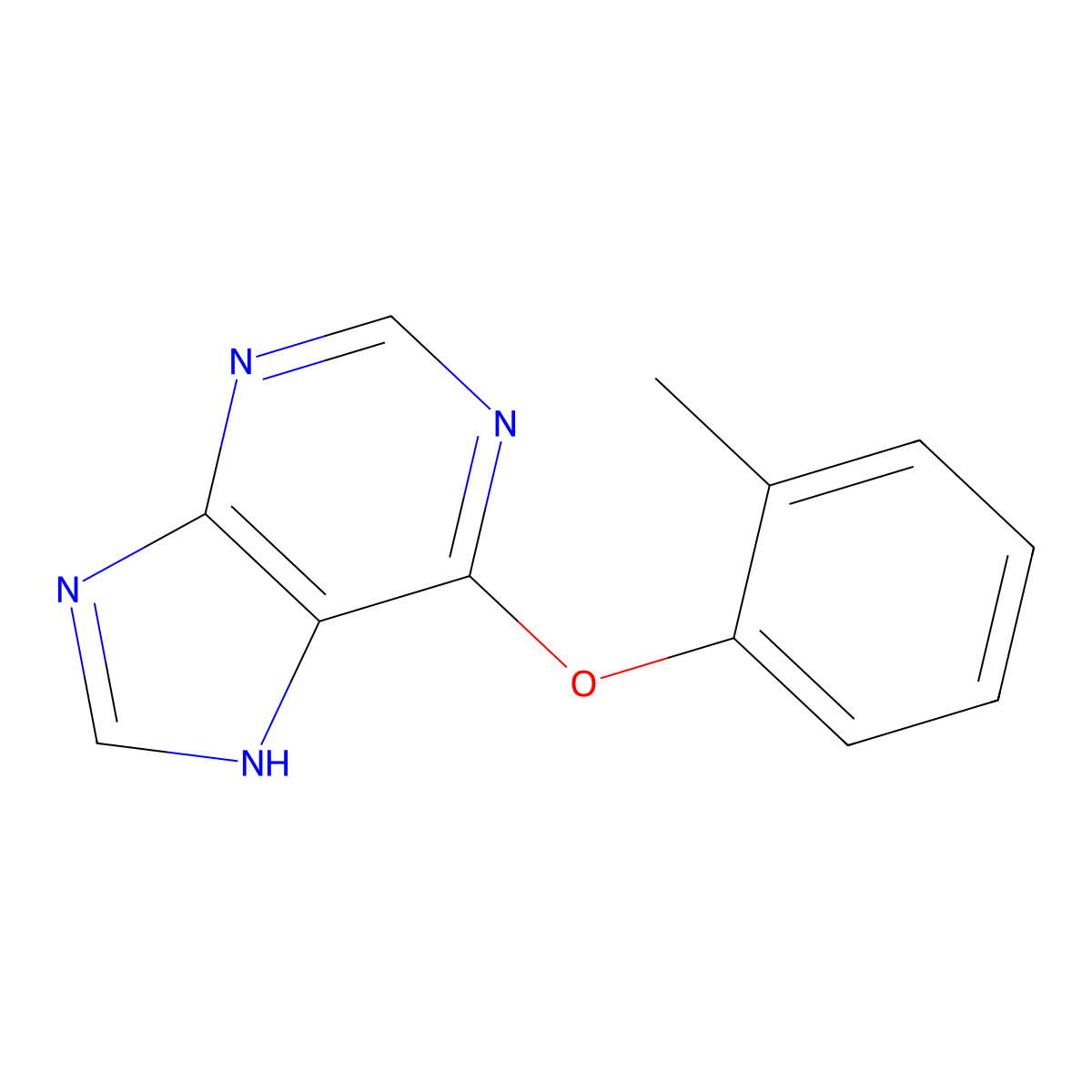 Purine, 6-(o-tolyloxy)- molecular structure, CAS 73972-55-1