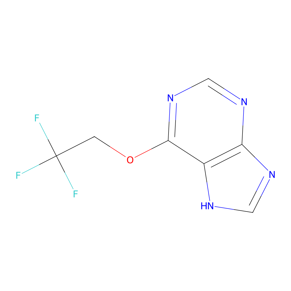 Purine, 6-(2,2,2-trifluoroethoxy)- molecular structure, CAS 73972-56-2