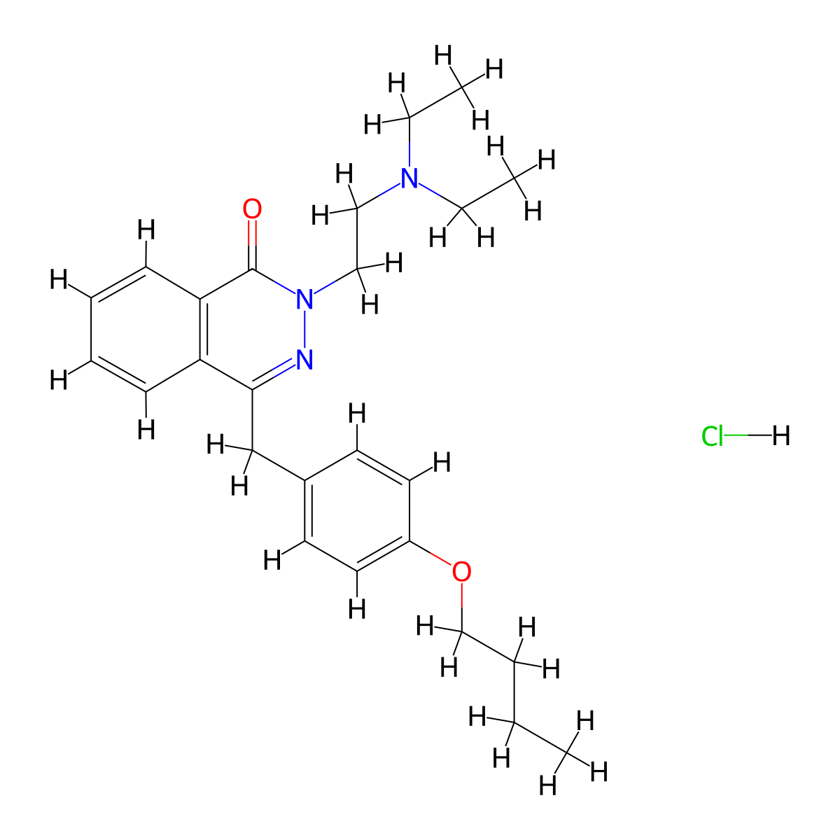 1(2H)-Phthalazinone, 4-(p-butoxybenzyl)-2-(2-(diethylamino)ethyl)-, hydrochloride molecular structure, CAS 73972-92-6