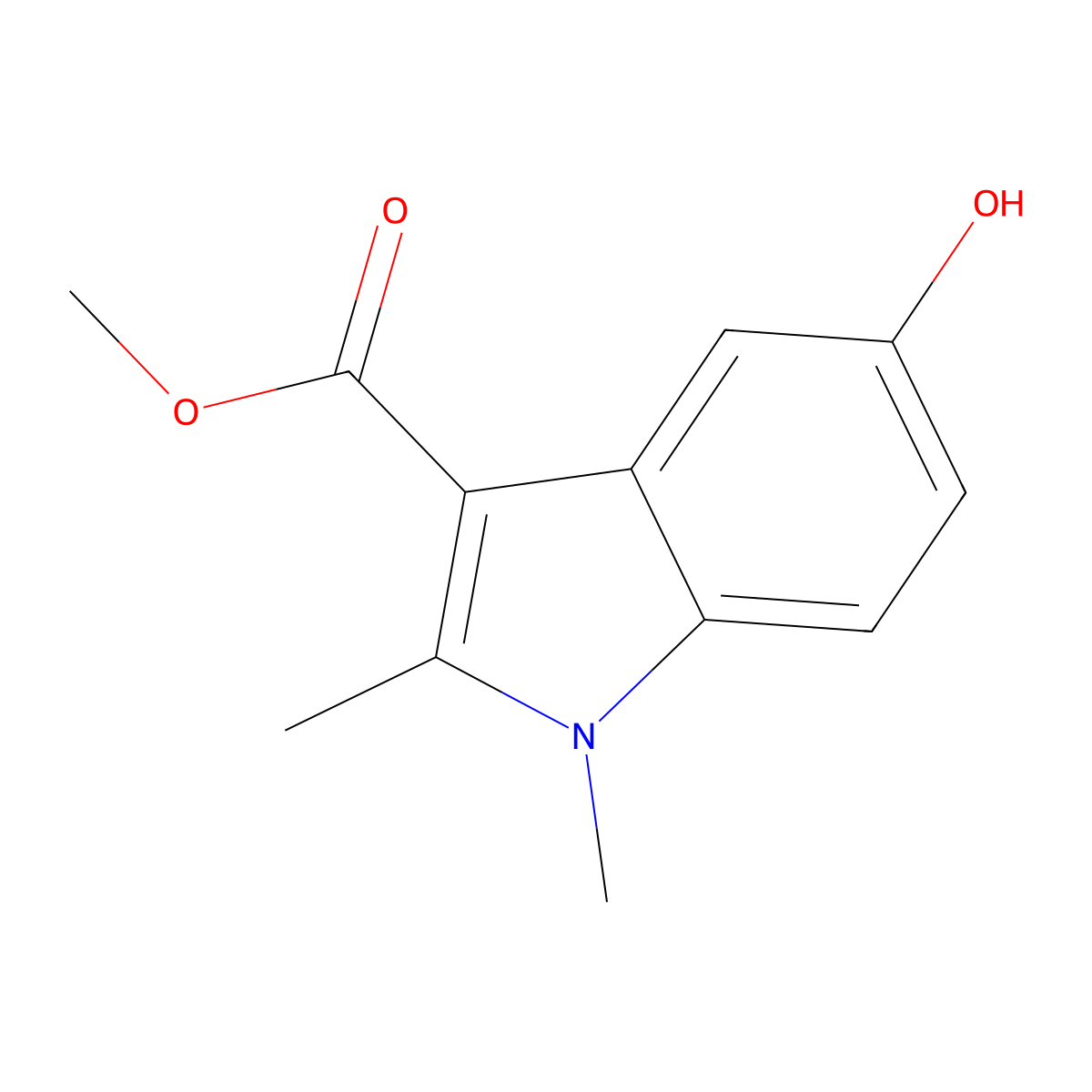 Methyl 5-hydroxy-1,2-dimethyl-1H-indole-3-carboxylate molecular structure, CAS 73975-59-4