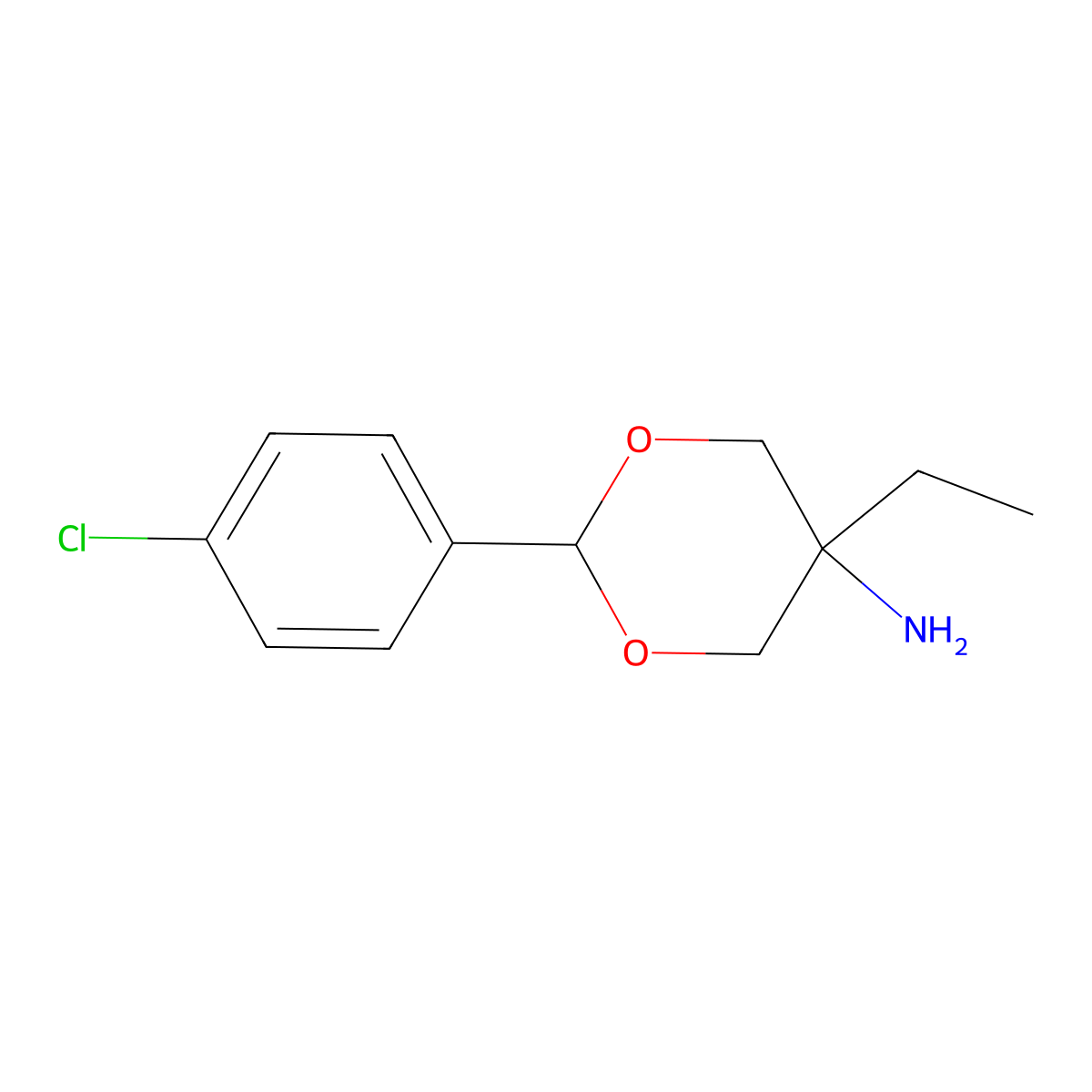 m-Dioxan-5-amine, 2-(p-chlorophenyl)-5-ethyl- molecular structure, CAS 73987-06-1