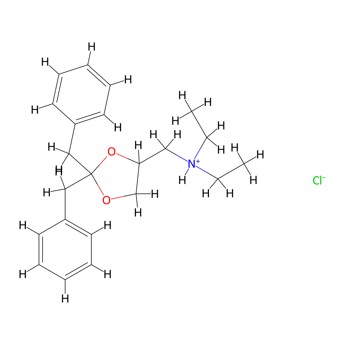 1,3-Dioxolane, 2,2-dibenzyl-4-(diethylaminomethyl)-, hydrochloride molecular structure, CAS 73987-09-4