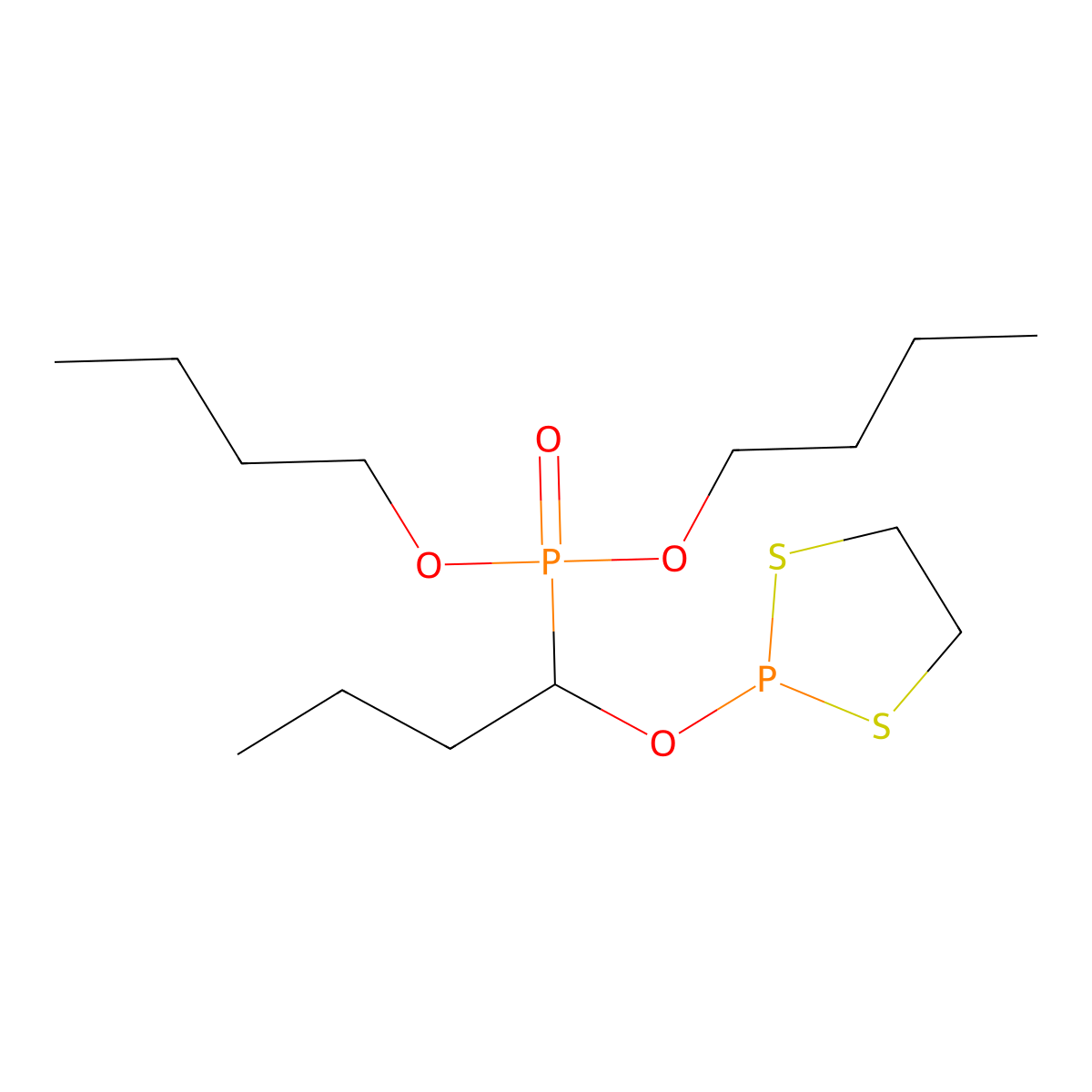 1,3,2-Dithiaphospholane, 2-(1-(dibutoxyphosphinyl)butoxy)- molecular structure, CAS 73987-21-0