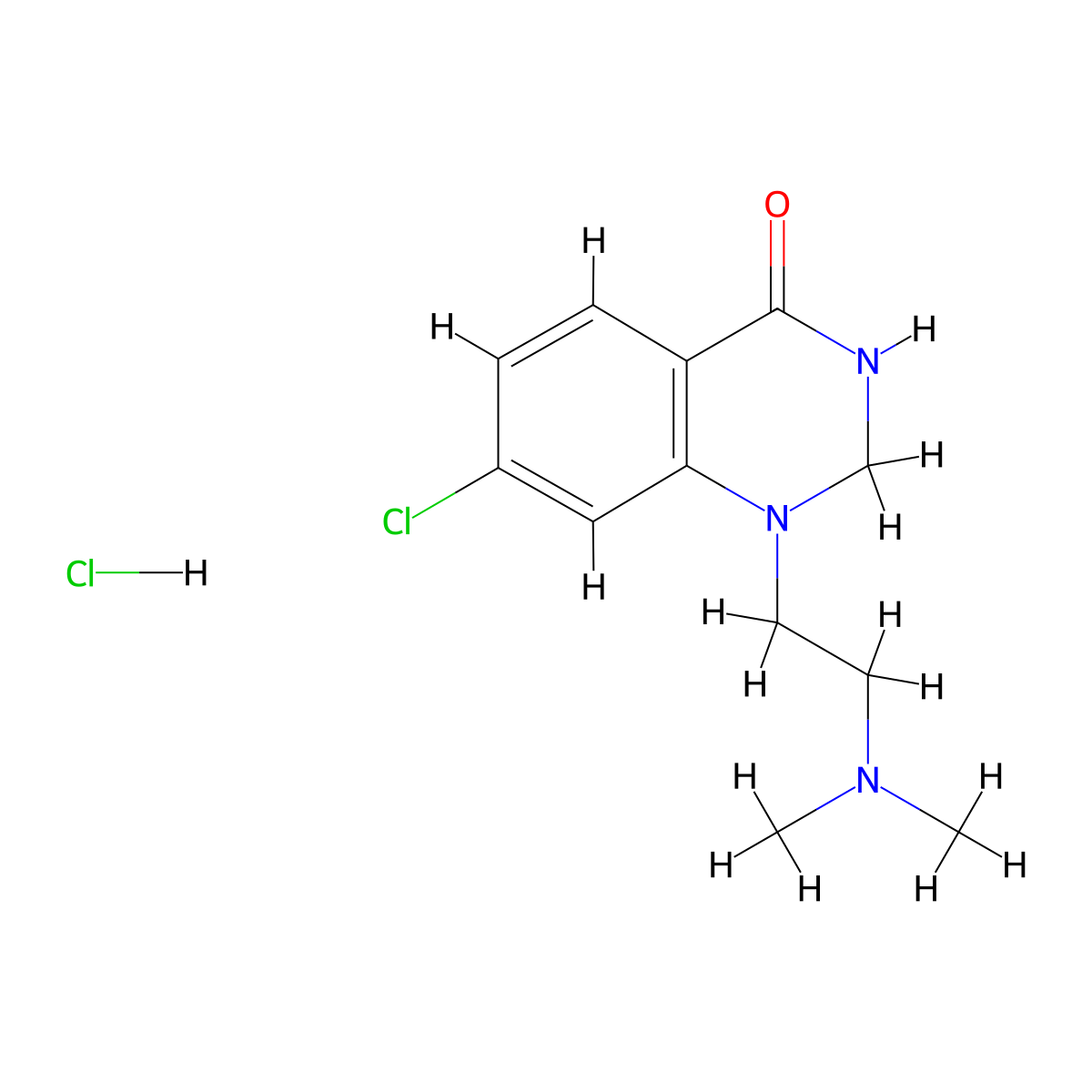 4(1H)-Quinazolinone, 2,3-dihydro-7-chloro-1-(2-(dimethylamino)ethyl)-, hydrochloride molecular structure, CAS 73987-26-5