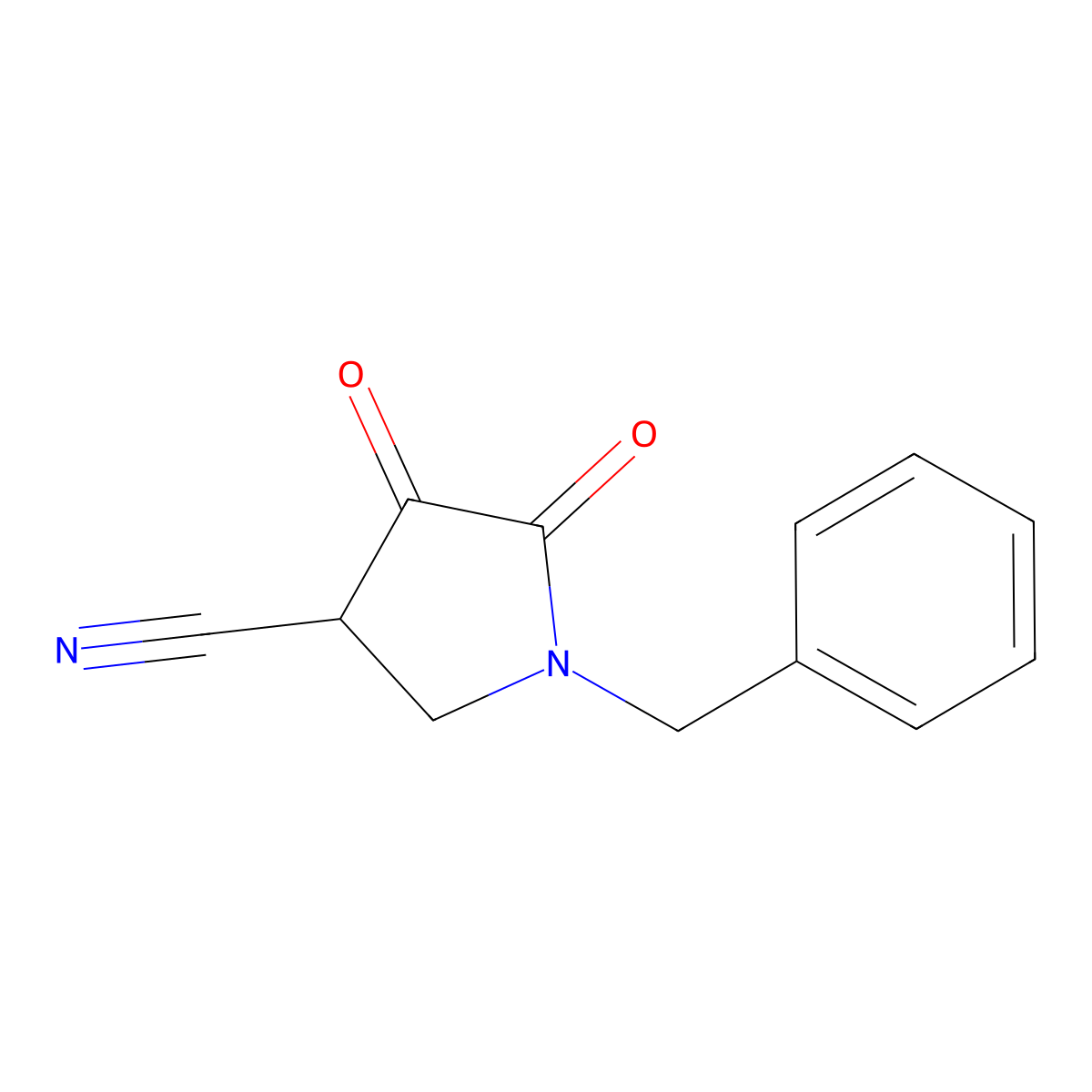 1-Benzyl-4,5-dioxopyrrolidine-3-carbonitrile molecular structure, CAS 7399-12-4