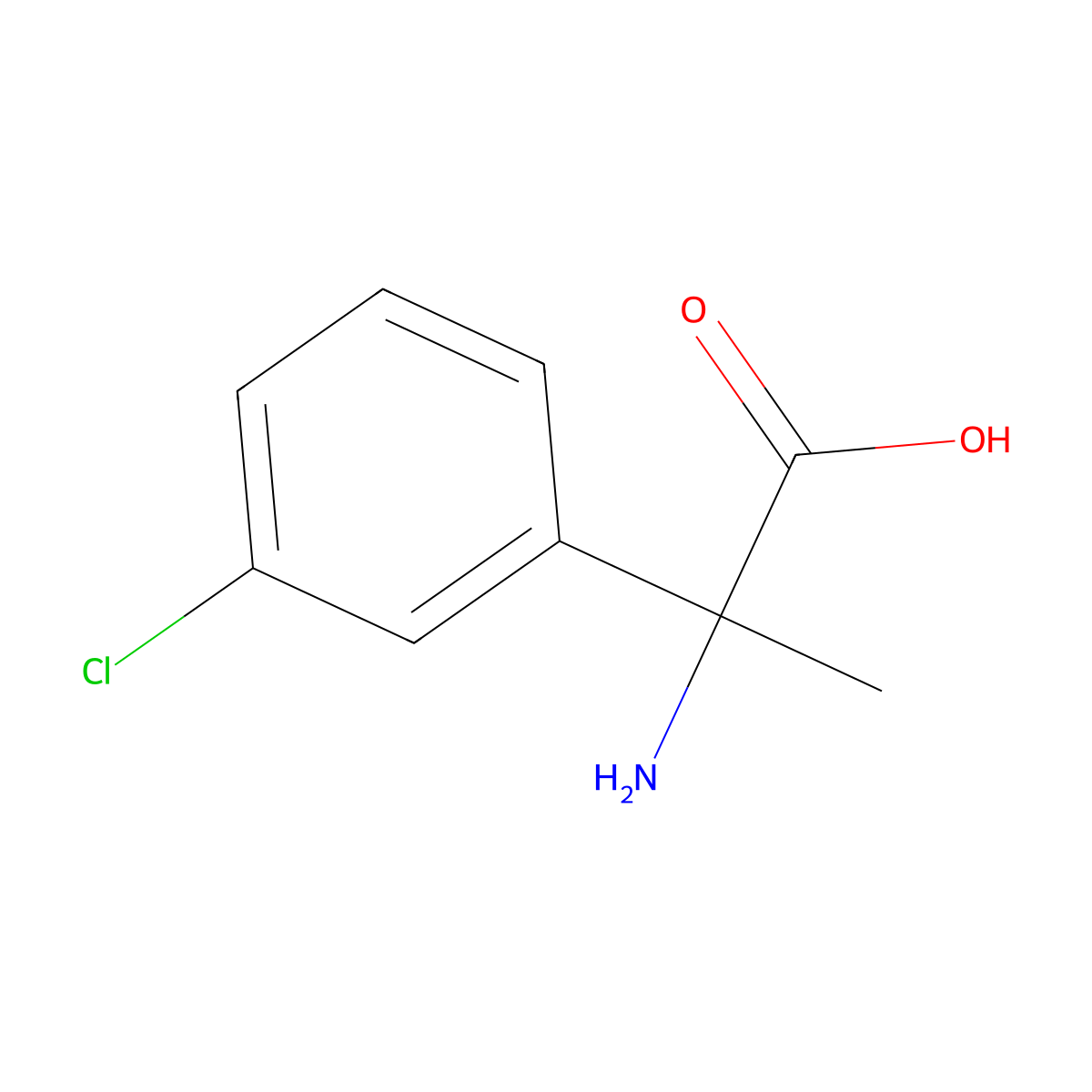 2-Amino-2-(3-chlorophenyl)propanoic acid molecular structure, CAS 7399-35-1