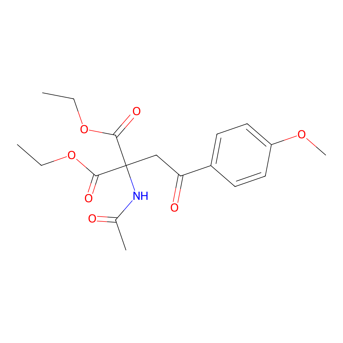 Diethyl (acetylamino)[2-(4-methoxyphenyl)-2-oxoethyl]malonate molecular structure, CAS 73994-51-1