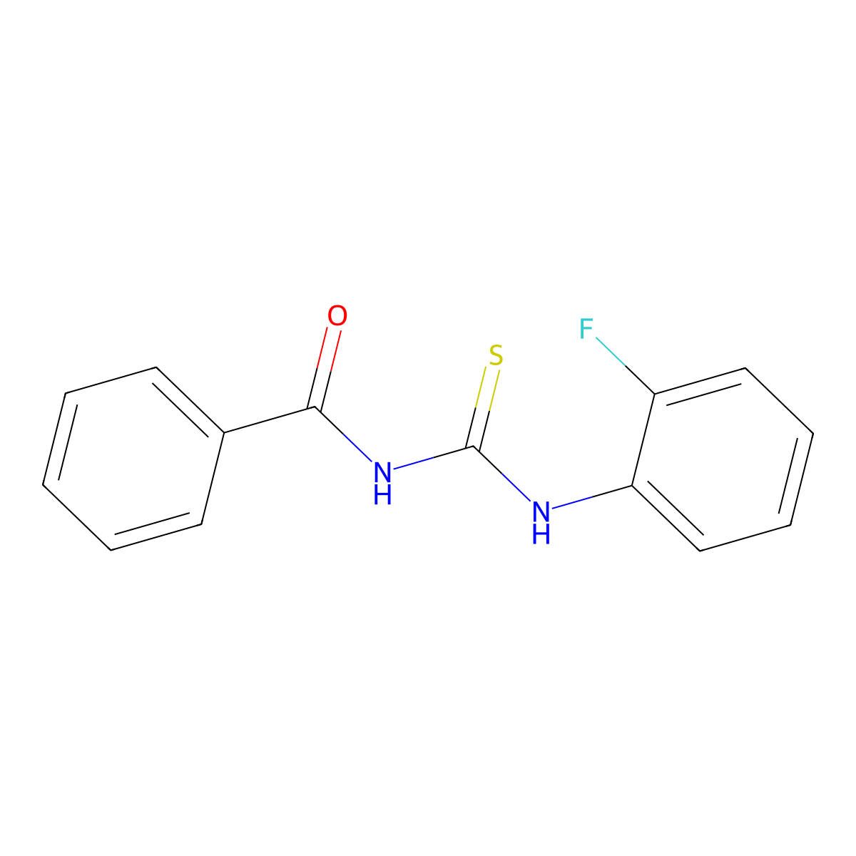 N-((2-Fluorophenyl)carbamothioyl)benzamide molecular structure, CAS 73999-10-7