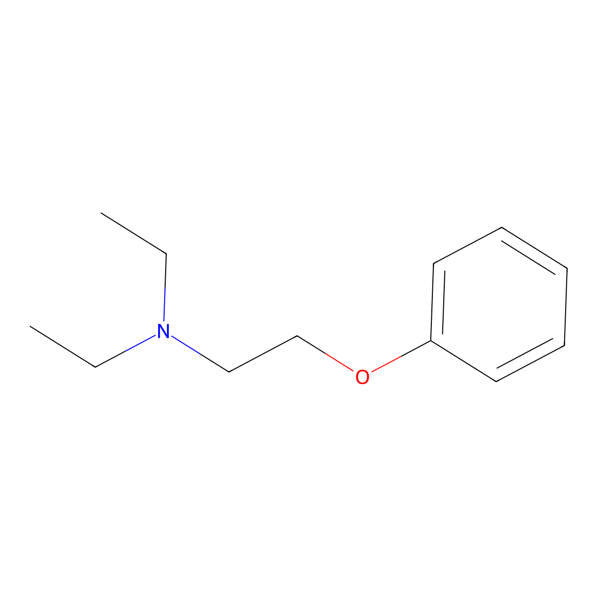 Diethyl(2-phenoxyethyl)amine molecular structure, CAS 74-40-8