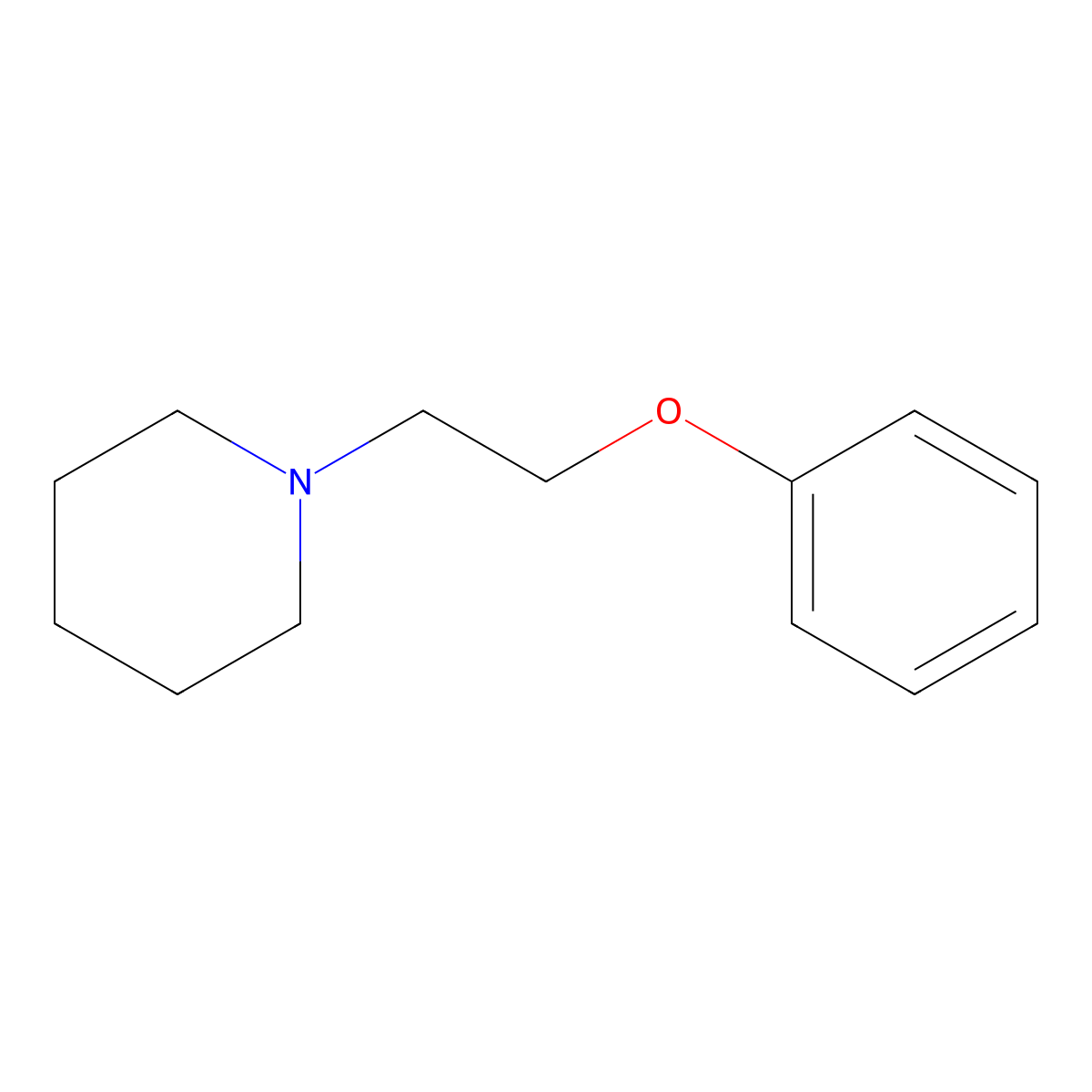 Piperidine, 1-(2-phenoxyethyl)- molecular structure, CAS 74-41-9