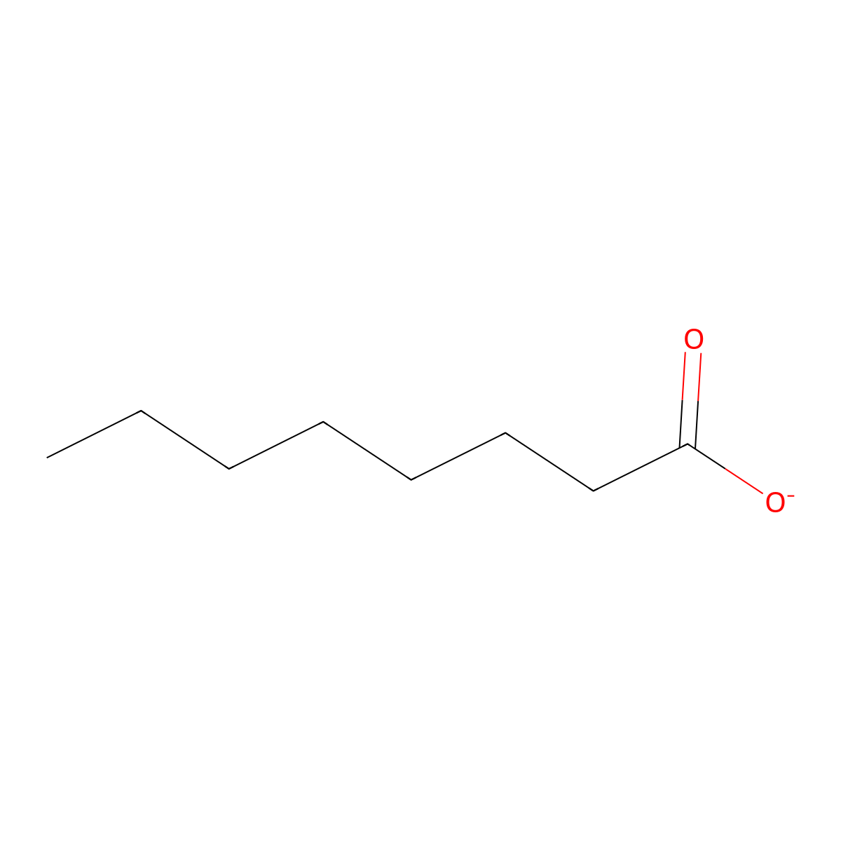 Octanoate molecular structure, CAS 74-81-7