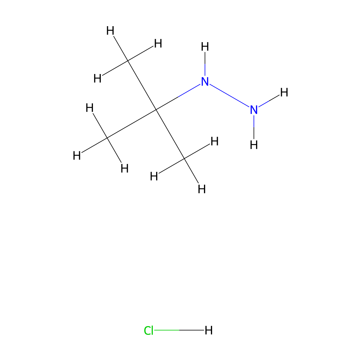 tert-Butylhydrazine monohydrochloride molecular structure, CAS 7400-27-3