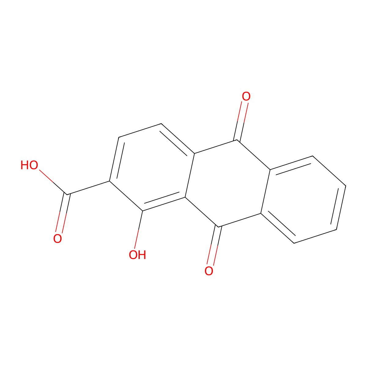 1-Hydroxy-9,10-dioxo-9,10-dihydroanthracene-2-carboxylic acid molecular structure, CAS 7400-93-3