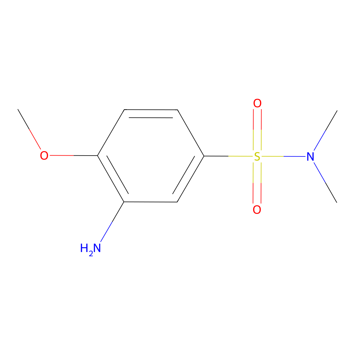 3-amino-4-methoxy-N,N-dimethylbenzene-1-sulfonamide molecular structure, CAS 7400-96-6