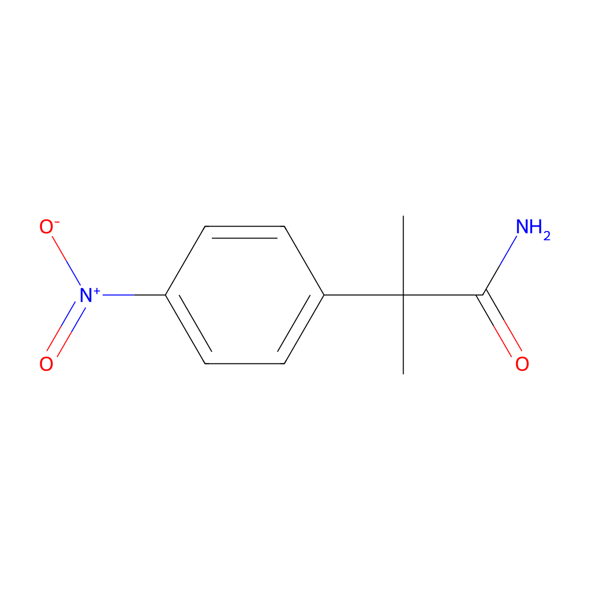 2-Methyl-2-(4-nitrophenyl)propanamide molecular structure, CAS 74002-19-0
