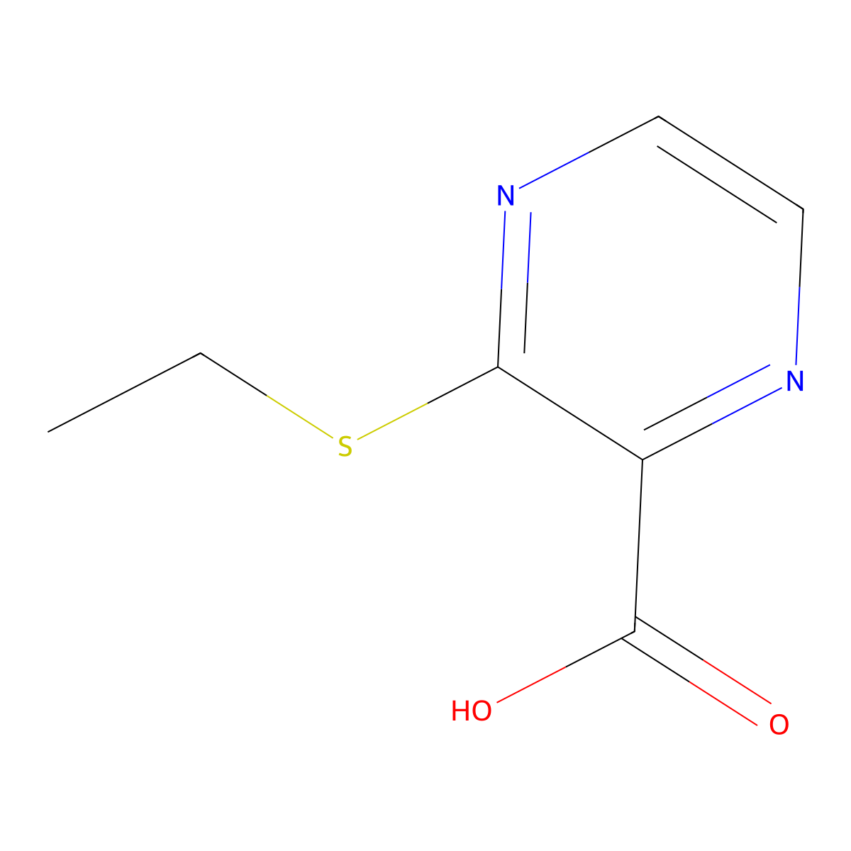 3-(Ethylsulfanyl)pyrazine-2-carboxylic acid molecular structure, CAS 74002-58-7