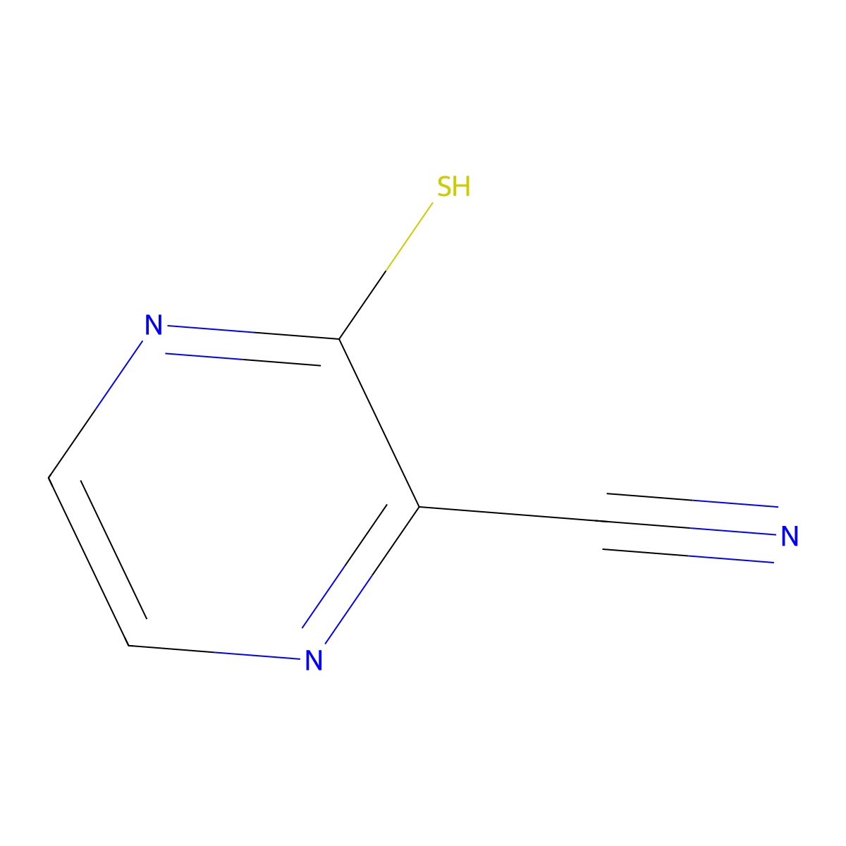 3-Mercaptopyrazine-2-carbonitrile molecular structure, CAS 74002-70-3